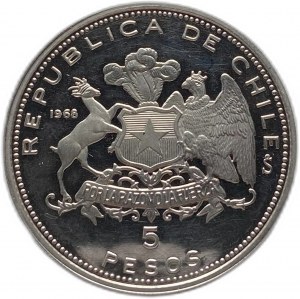 Čile, 5 pesos, 1968