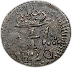 Colombia, 1/4 Real 1820 SM,City of Santa Marta