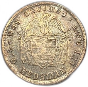 Kolumbia, 2 Decimos, 1872