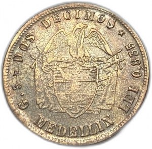 Kolumbien, 2 Decimos, 1872