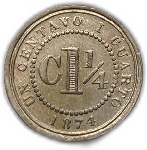 Colombie, 1 1/4 Centavo, 1874