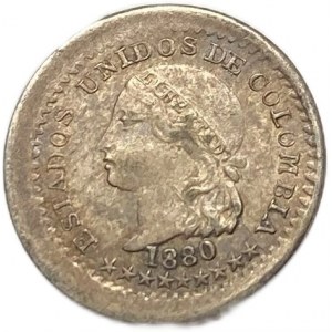 Kolumbia, 5 centavos, 1880