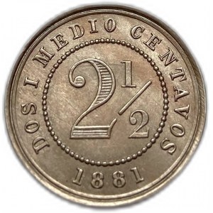 Colombia, 2 1/2 Centavos, 1881