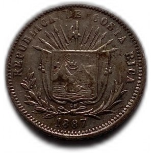 Costa Rica, 5 Centimos, 1887 GW