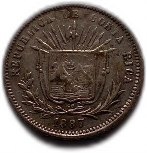 Costa Rica, 5 Centimos, 1887 GW