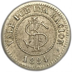 Kuba, żeton 1884, Gibara Central Santa Lucia