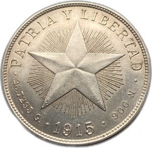 Kuba, 1 peso, 1915 UNC Pekné tónovanie