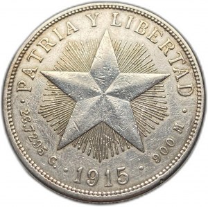 Cuba, 1 Peso, 1915, stella a basso rilievo