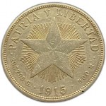 Kuba, 1 peso, 1915, gwiazda z niskim reliefem