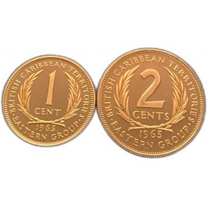 Wschodnie Karaiby, 2 centy i 1 cent, 1965 r.