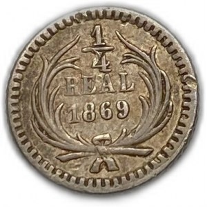Guatemala, 1/4 di reale, 1869