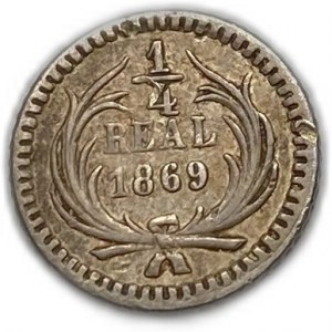 Guatemala, 1/4 di reale, 1869