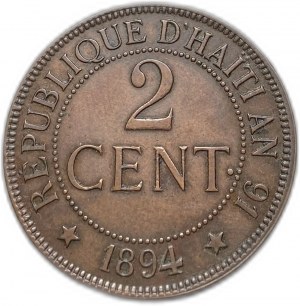 Haïti, 2 centimes, 1894 (AN91)