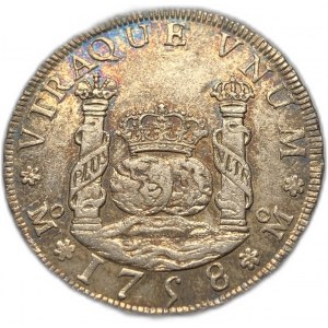 Mexique, 4 Reales 1758 MM, Rare UNC Toning