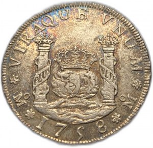 Mexiko, 4 realy 1758 MM, vzácné UNC tónování