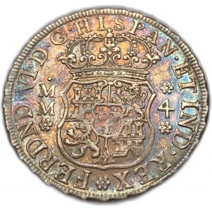 Meksyk, 4 reale 1758 MM, rzadki odcień UNC