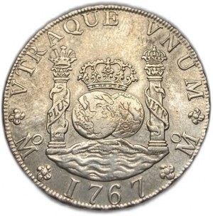 Mexiko, 8 Reales, 1767 MF, Spracované