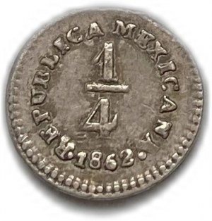 Mexico, 1/4 real, 1862 Go-LR