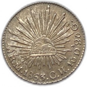 Messico, 1/2 Real, 1863/55 Mo TH/GC