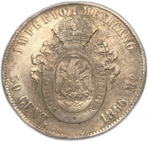 Meksyk, 50 centavos, 1866 Mo