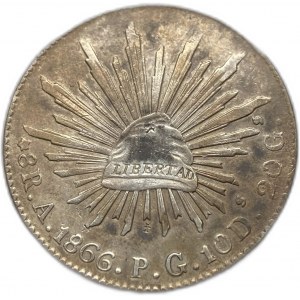Mexico, 8 Reales, 1866 A PG, Key Date
