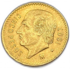 Mexiko, 5 Pesos, 1907 M