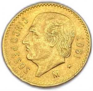 Messico, 5 Pesos, 1907 M