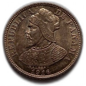 Panama, 5 centesimos, 1916 UNC Pěkné tónování