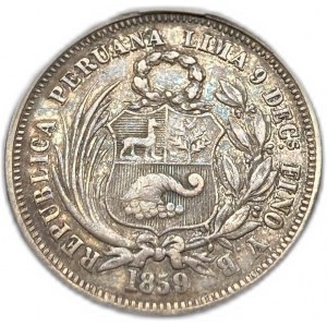 Peru, 25 Centavos, 1859 YB