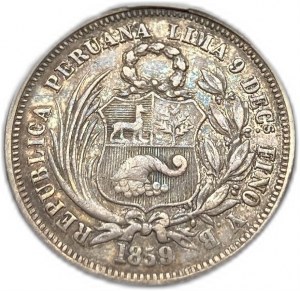 Pérou, 25 Centavos, 1859 YB