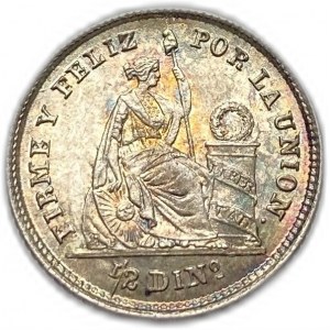 Peru, 1/2 Dinero, 1863 YB