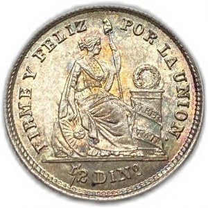 Peru, 1/2 Dinero, 1863 YB