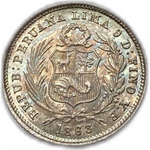 Perù, 1/2 Dinero, 1863 YB