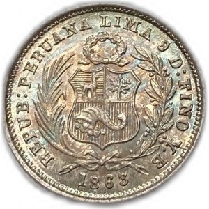 Peru, 1/2 Dinero, 1863 YB