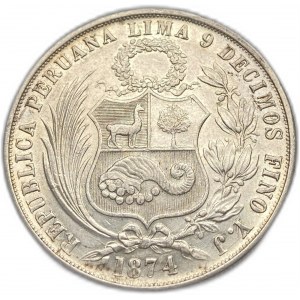 Peru, 1 Sol, 1874 YJ