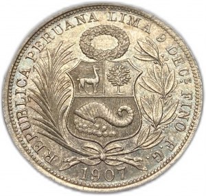 Peru, 1/2 Sol, 1907 FG JR