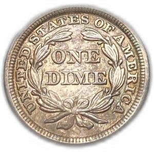 États-Unis, 10 Cents (Dime) 1848, UNC Beau Toning