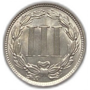 Vereinigte Staaten, 3 Cents 1868, UNC Full Mint Luster