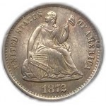 Vereinigte Staaten, 1/2 Dime (5 Cents) 1872 S, UNC Schöne Tonung