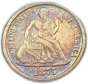 États-Unis, 10 Cents (Dime), 1875 CC