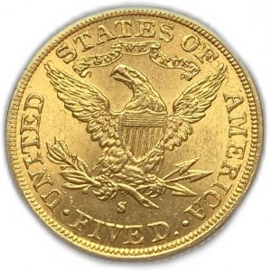 Spojené štáty, 5 dolárov 1904 S, UNC Mint Luster