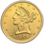 Stati Uniti, 5 Dollari 1904 S, Zecca UNC Lustro