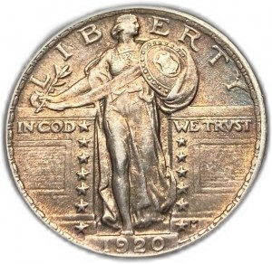 Spojené štáty, 25 centov ( štvrťdolár) 1920, AUNC-UNC mincovňa lesk
