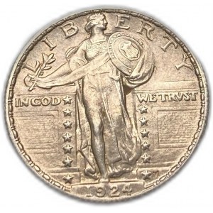 United States, 25 Cents ( Quarter) 1924, AUNC Mint Luster Remains