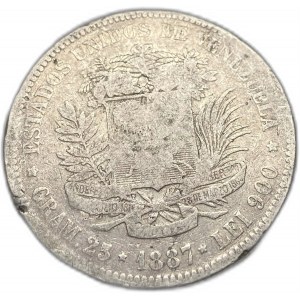 Venezuela, 5 Bolivares, 1887