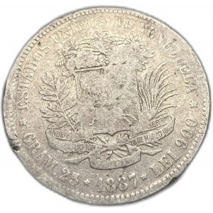 Venezuela, 5 bolívarov, 1887