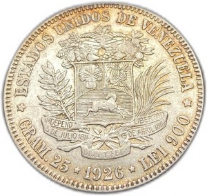 Venezuela, 5 bolívarů 1926