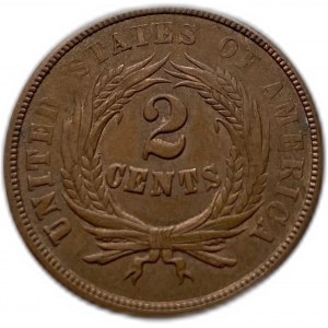 Spojené štáty 2 centy 1864, mincovná chyba, Unc Mint Luster