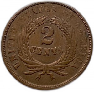 Stany Zjednoczone 2 centy 1864, błąd mennicy, Unc Mint Luster