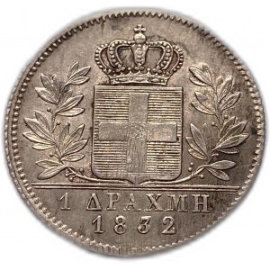 Řecko 1 drachma 1832, UNC mincovní lesk